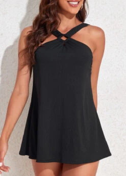 Circular Ring Mid Waisted Black Swimdress Set -Ethereal Swim 325162 P 16794712886283