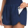 Smocked High Waisted Blue Beach Shorts -Ethereal Swim 325546 P 16771415201620