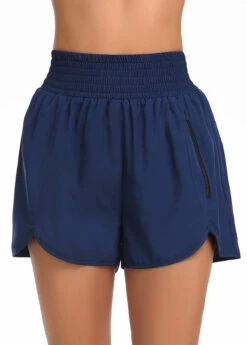 Smocked High Waisted Blue Beach Shorts -Ethereal Swim 325546 P 16771415202832