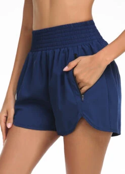 Smocked High Waisted Blue Beach Shorts -Ethereal Swim 325546 P 16771415208043