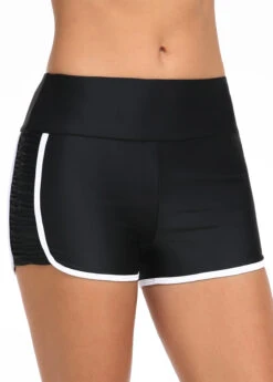 Contrast Stitch Mid Waisted Black Swim Shorts 8 Contrast Stitch Mid Waisted Black Swim Shorts -Ethereal Swim 325564 P 16771414883652