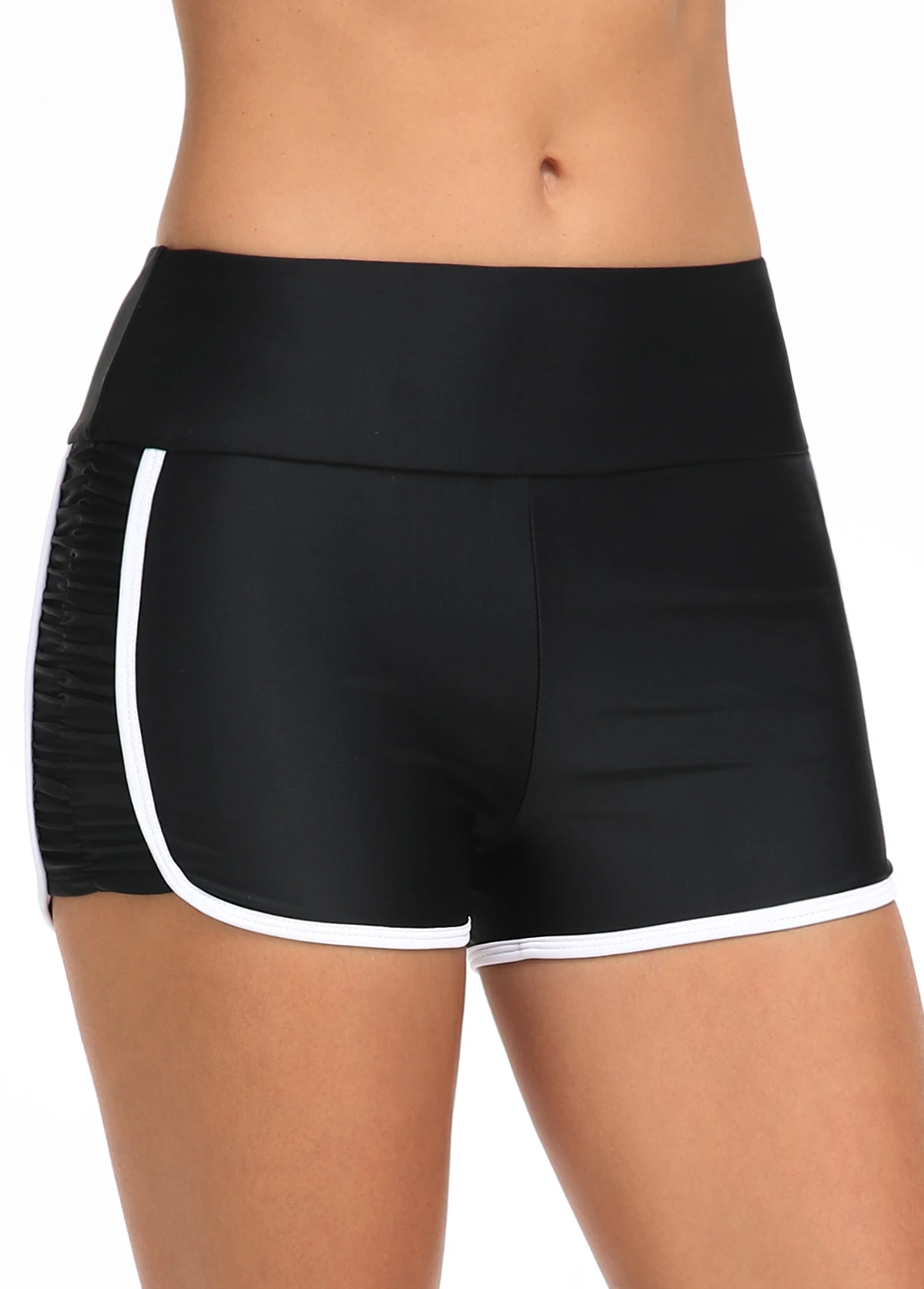 Contrast Stitch Mid Waisted Black Swim Shorts 5 Contrast Stitch Mid Waisted Black Swim Shorts - Image 3