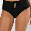 Metal Detail Mid Waisted Black Bikini Bottom -Ethereal Swim 325748 P 16794782953250