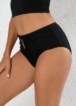 Metal Detail Mid Waisted Black Bikini Bottom 9 Metal Detail Mid Waisted Black Bikini Bottom -Ethereal Swim 325748 P 16794782957823