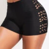 Stretch High Waisted Black Swim Shorts -Ethereal Swim 326173 P 16765470050970