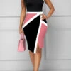 Pink Split Geometric Print Sleeveless Bodycon Dress 1 Pink Split Geometric Print Sleeveless Bodycon Dress -Ethereal Swim 326216 P 1675929224883