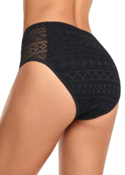 Mid Waisted Black Lace Stitching Bikini Bottom -Ethereal Swim 326811 P 16778330363351