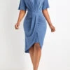 Dusty Blue Ruched High Low Bodycon Dress 1 Dusty Blue Ruched High Low Bodycon Dress -Ethereal Swim 326966 P 16798858791410