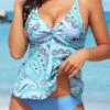 Light Blue Twist Low Waisted Paisley Print Tankini Set -Ethereal Swim 327159 P 16793937216890