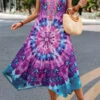 Purple Handkerchief Hem Tie Dye Print Dress -Ethereal Swim 327585 P 16796207020690