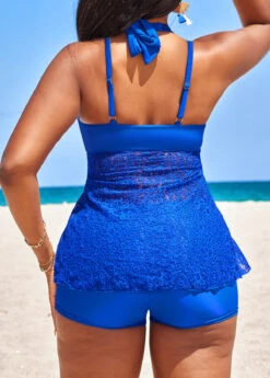 Lace High Waisted Royal Blue Tankini Set -Ethereal Swim 328611 P 16808633419871