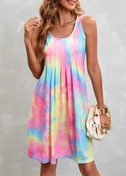 Multi Color Pleated Ombre A Line Dress -Ethereal Swim 328876 P 16783373330752