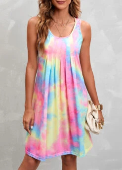 Multi Color Pleated Ombre A Line Dress -Ethereal Swim 328876 P 16783373336503