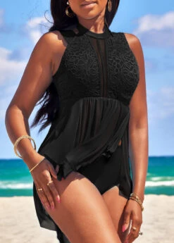Lace High Waisted Black Swimdress And Panty -Ethereal Swim 328892 P 16783592757642