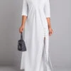 White Lace Up A Line Maxi Dress -Ethereal Swim 329059 P 16795416725980