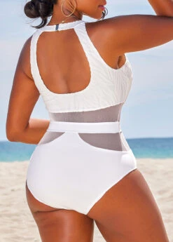 Mesh Patchwork White One Piece Swimwear -Ethereal Swim 329100 P 16853576099971