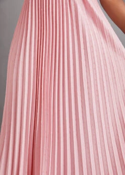 Light Pink Pleated Sleeveless Tie Front Dress -Ethereal Swim 329642 P 16825078197824