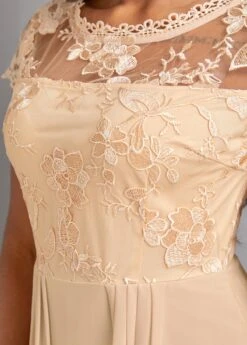 Champagne Lace High Low Short Sleeve Dress -Ethereal Swim 329903 P 16822453678715