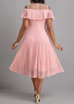 Pink Cut Out Short Sleeve Round Neck Dress -Ethereal Swim 330216 P 16812113548851