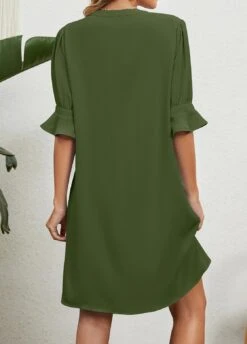 Olive Green Split H Shape Dress -Ethereal Swim 330268 P 1679900536105