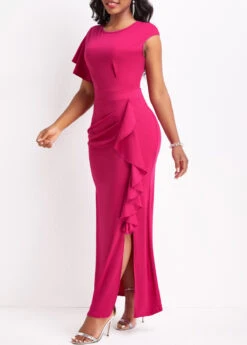 Hot Pink Ruffle Short Sleeve Dress -Ethereal Swim 330304 P 16812957470362
