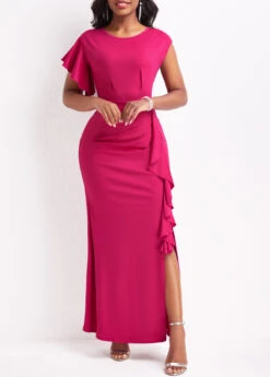Hot Pink Ruffle Short Sleeve Dress -Ethereal Swim 330304 P 16812957479814