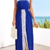 Blue Lace Front Slit Strappy Maxi Dress -Ethereal Swim 330308 P 16812113495980