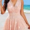 Shinning High Waisted Dusty Pink Swimdress And Panty -Ethereal Swim 330692 P 16855862511070