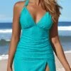Circular Ring Mid Waisted Turquoise Tankini Set -Ethereal Swim 330931 P 16853574708310