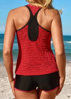 Two Piece Mid Waisted Red Tankini Set 10 Two Piece Mid Waisted Red Tankini Set -Ethereal Swim 330950 P 16872499392391