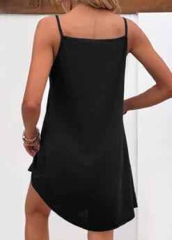 Black Button Sleeveless V Neck Shift Dress -Ethereal Swim 332199 P 16838876533631