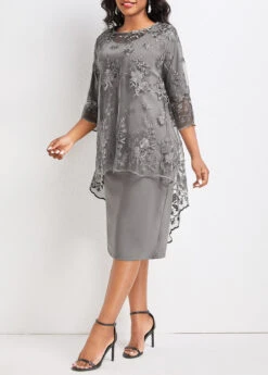 Light Grey Lace Layered Two Piece Dress -Ethereal Swim 333058 P 16853300026684