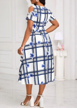 White Cut Out Geometric Print Short Sleeve Dress -Ethereal Swim 333346 P 16873117729551