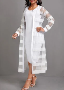 White Two Piece Long Sleeve Dress And Cardigan -Ethereal Swim 333540 P 16853380944932