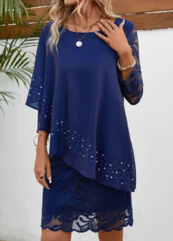 Round Neck Navy Lace Shift Dress 10 Round Neck Navy Lace Shift Dress -Ethereal Swim 333742 P 16871438461753