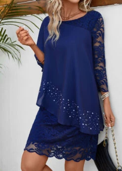Round Neck Navy Lace Shift Dress 11 Round Neck Navy Lace Shift Dress -Ethereal Swim 333742 P 16871438463594