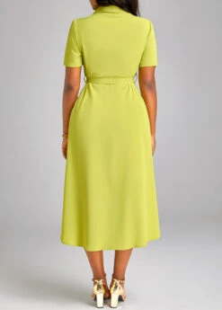 Avocado Green Ruched High Low Belted Dress -Ethereal Swim 333960 P 16857046677071