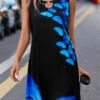 Blue Cut Out Butterfly Print Shift Dress 2 Blue Cut Out Butterfly Print Shift Dress -Ethereal Swim 334169 P 16854329188470