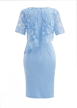 Sky Blue Lace Half Sleeve Bodycon Dress -Ethereal Swim 334272 P 16941410084825
