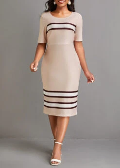 Dark Coffee Striped Dress -Ethereal Swim 334349 P 16855885520712