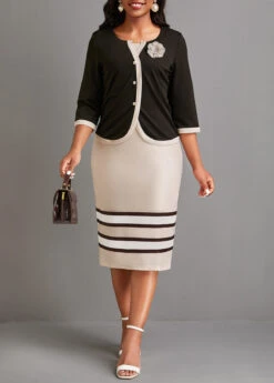 Ethereal Swim 18 Dark Coffee Striped Dress