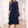 Navy Umbrella Hem Sequin A Line Dress -Ethereal Swim 334851 P 16950047131260