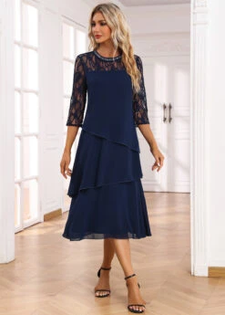 Navy Umbrella Hem Sequin A Line Dress -Ethereal Swim 334851 P 16950047136662