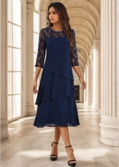 Navy Umbrella Hem Sequin A Line Dress -Ethereal Swim 334851 P 16950047138658