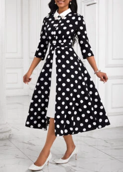 Black Pearl Fake 2in1 Polka Dot Dress -Ethereal Swim 335177 P 16903660472612