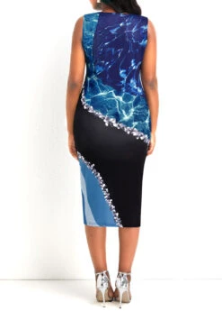 Multi Color Wave Pattern Print Sleeveless Bodycon Dress 7 Multi Color Wave Pattern Print Sleeveless Bodycon Dress -Ethereal Swim 335655 P 16877608233301