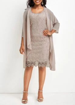 Ethereal Swim 8 Skin Color Two Piece Dress And Cardigan