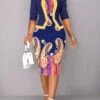 Dark Blue Fake 2in1 Paisley Print Bodycon Dress -Ethereal Swim 336727 P 1687161526671