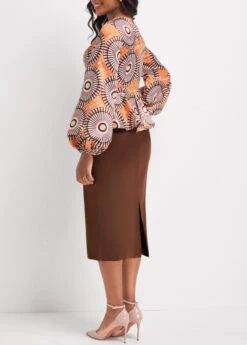 Orange Patchwork Tribal Print Long Sleeve Dress 8 Orange Patchwork Tribal Print Long Sleeve Dress -Ethereal Swim 337112 P 16917223493981