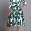 Green Button Leaf Print A Line Dress 1 Green Button Leaf Print A Line Dress -Ethereal Swim 338061 P 16904569089044